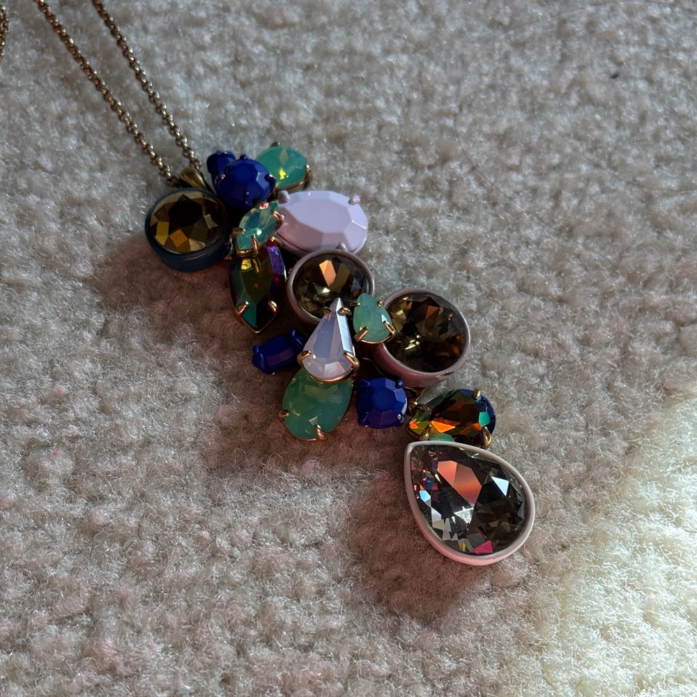 J. Crew Multicolor Crystal Cluster Necklace